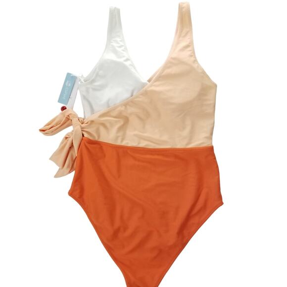 Cupshe Color Block Tie Side One Piece Swimsuit, Size Medium, NWT - Picture 13 of 14